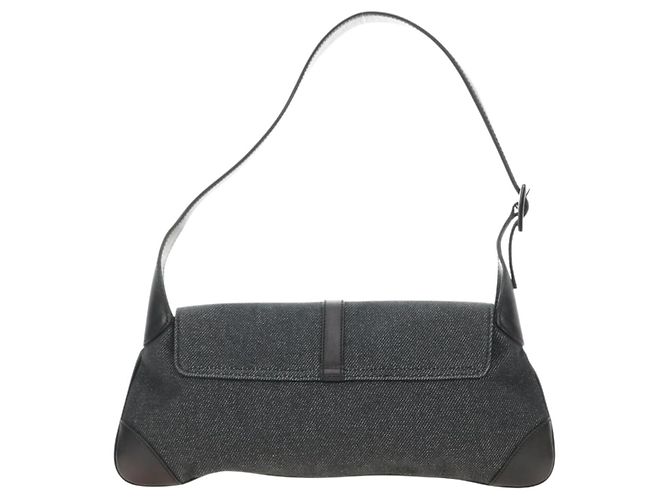 Borsa a Spalla GUCCI Jackie Denim Nero Argento 90667 Auth 184577SAM - vista 2