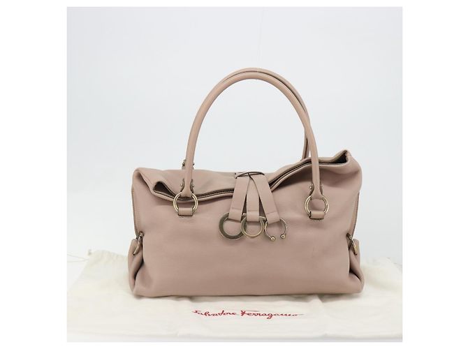 Bolso de mano Salvatore Ferragamo de cuero beige dorado Auth 185164A - vista 12