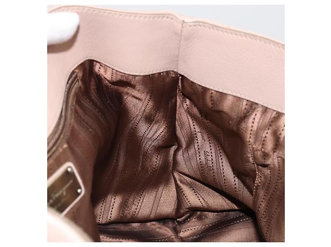 Bolso de mano Salvatore Ferragamo de cuero beige dorado Auth 185164A - vista 20