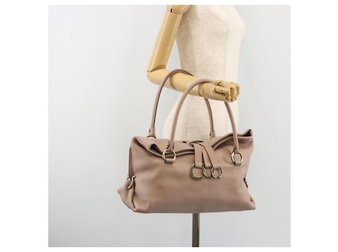 Bolso de mano Salvatore Ferragamo de cuero beige dorado Auth 185164A - vista 24