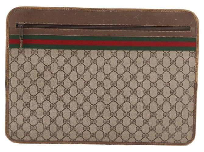 Clutch GUCCI GG Supreme Web Sherry Line PVC Beige 89 02 060 Auth ar13939 - vista 13