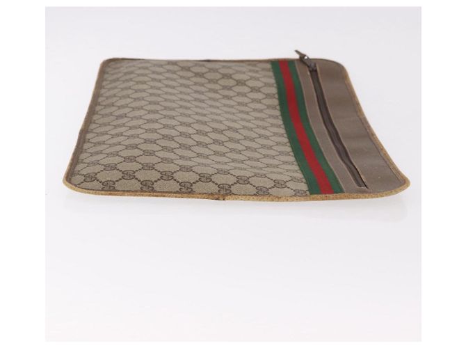 Clutch GUCCI GG Supreme Web Sherry Line PVC Beige 89 02 060 Auth ar13939 - vista 3