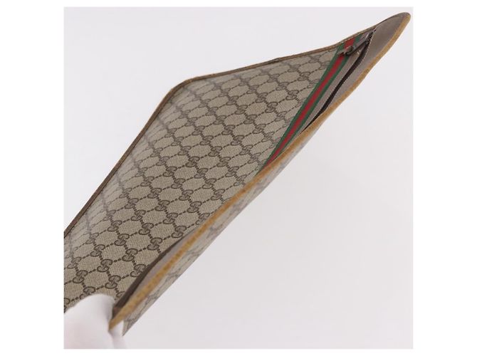 Clutch GUCCI GG Supreme Web Sherry Line PVC Beige 89 02 060 Auth ar13939 - vista 6