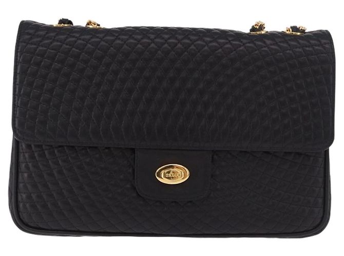 Borsa a Spalla con Catena BALLY in Pelle Nera e Oro Auth kk687A Nero D'oro - vista 13