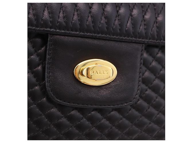 Borsa a Spalla con Catena BALLY in Pelle Nera e Oro Auth kk687A Nero D'oro - vista 17