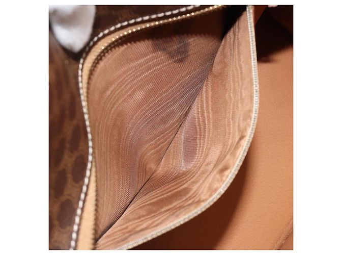 Céline Borsa CELINE Macadam Canvas PVC Pelle Marrone Oro Auth ep14779 D'oro - vista 10