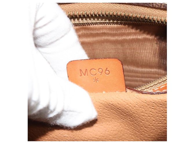 Céline Borsa CELINE Macadam Canvas PVC Pelle Marrone Oro Auth ep14779 D'oro - vista 12