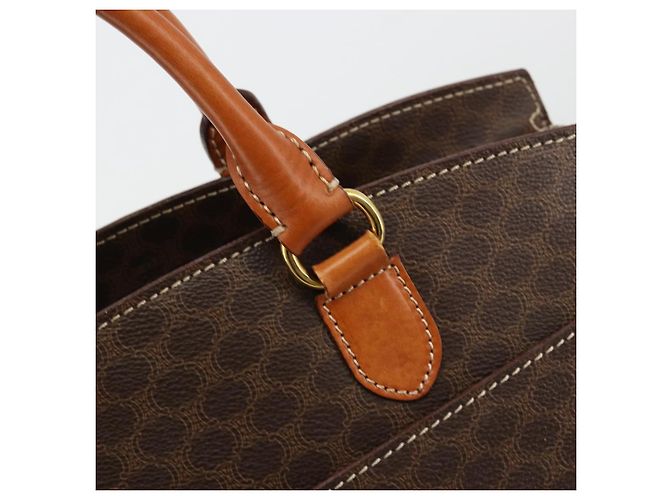 Céline Borsa CELINE Macadam Canvas PVC Pelle Marrone Oro Auth ep14779 D'oro - vista 20