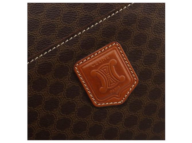 Céline Borsa CELINE Macadam Canvas PVC Pelle Marrone Oro Auth ep14779 D'oro - vista 21