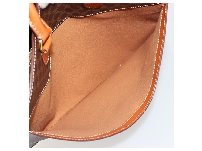 Céline Borsa CELINE Macadam Canvas PVC Pelle Marrone Oro Auth ep14779 D'oro - vista 26