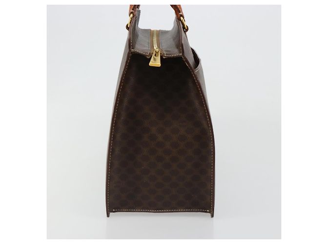 Céline Borsa CELINE Macadam Canvas PVC Pelle Marrone Oro Auth ep14779 D'oro - vista 3