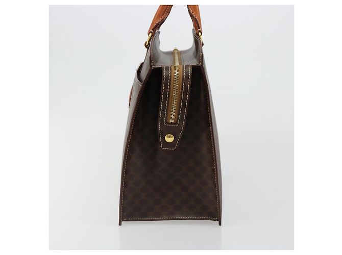 Céline Borsa CELINE Macadam Canvas PVC Pelle Marrone Oro Auth ep14779 D'oro - vista 4