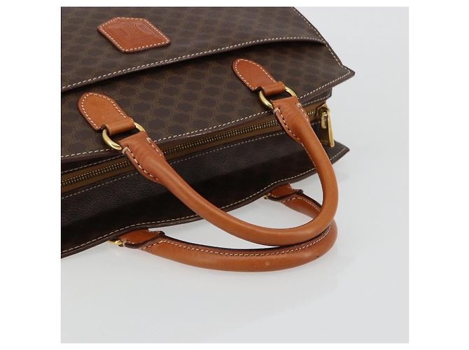 Céline Borsa CELINE Macadam Canvas PVC Pelle Marrone Oro Auth ep14779 D'oro - vista 7