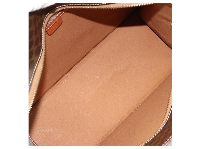 Céline Borsa CELINE Macadam Canvas PVC Pelle Marrone Oro Auth ep14779 D'oro - vista 9