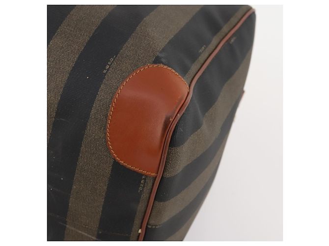 Pequin Borsa Boston FENDI Pecan Canvas PVC 2way Black Brown Auth 182068 Marrone Nero - vista 17
