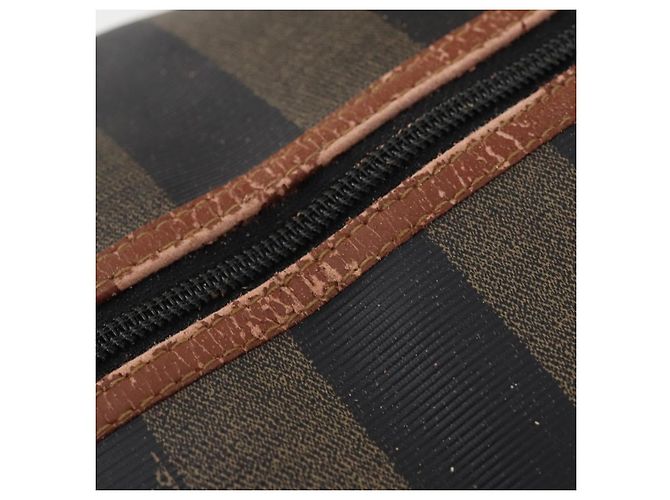 Pequin Borsa Boston FENDI Pecan Canvas PVC 2way Black Brown Auth 182068 Marrone Nero - vista 22