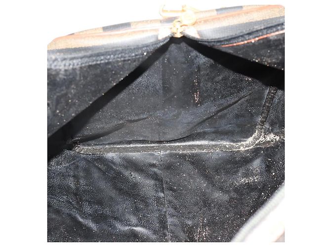 Pequin Borsa Boston FENDI Pecan Canvas PVC 2way Black Brown Auth 182068 Marrone Nero - vista 23