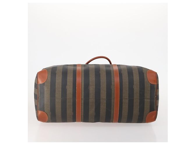 Pequin Borsa Boston FENDI Pecan Canvas PVC 2way Black Brown Auth 182068 Marrone Nero - vista 5