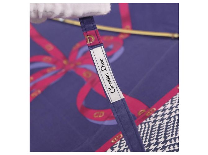 Christian Dior Folding Umbrella Polyester Made by Kanebo Navy Gold Auth 184397M Golden Navy blue - view 11