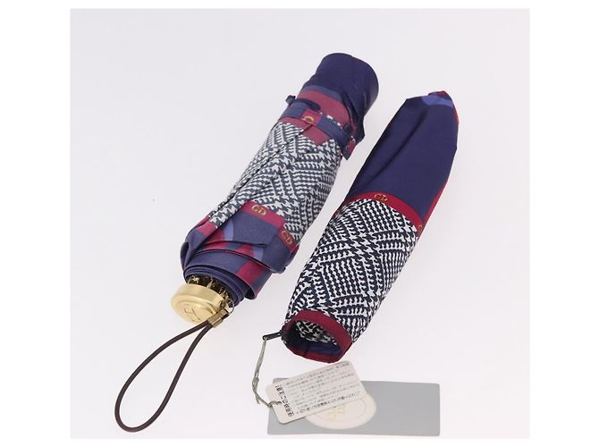 Christian Dior Folding Umbrella Polyester Made by Kanebo Navy Gold Auth 184397M Golden Navy blue - view 13