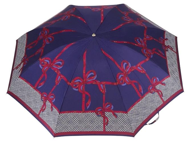 Christian Dior Folding Umbrella Polyester Made by Kanebo Navy Gold Auth 184397M Golden Navy blue - view 2