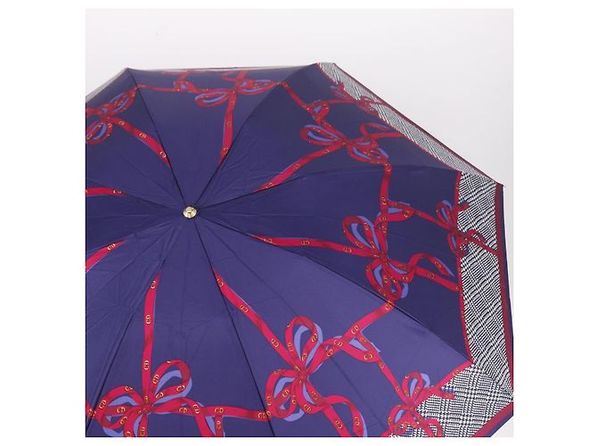 Christian Dior Folding Umbrella Polyester Made by Kanebo Navy Gold Auth 184397M Golden Navy blue - view 5