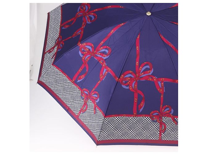 Christian Dior Folding Umbrella Polyester Made by Kanebo Navy Gold Auth 184397M Golden Navy blue - view 6