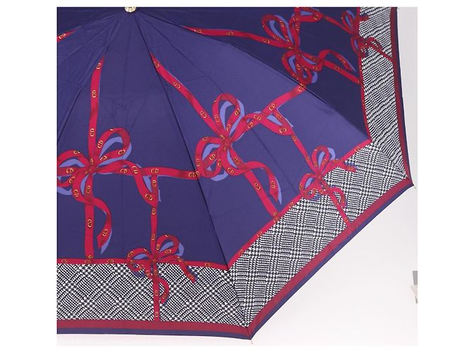 Christian Dior Folding Umbrella Polyester Made by Kanebo Navy Gold Auth 184397M Golden Navy blue - view 7