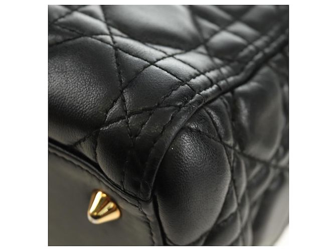 Borsa Christian Dior Lady Dior in pelle di agnello 2way Nera Oro Auth BA13408V Nero D'oro - vista 17