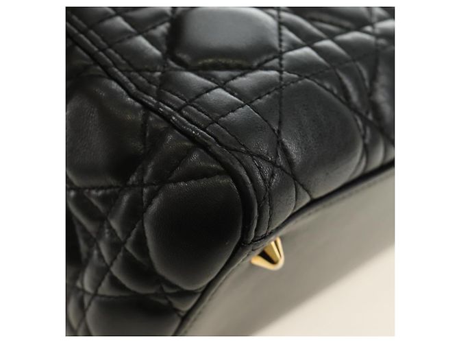 Borsa Christian Dior Lady Dior in pelle di agnello 2way Nera Oro Auth BA13408V Nero D'oro - vista 18