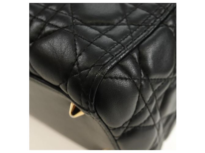 Borsa Christian Dior Lady Dior in pelle di agnello 2way Nera Oro Auth BA13408V Nero D'oro - vista 19