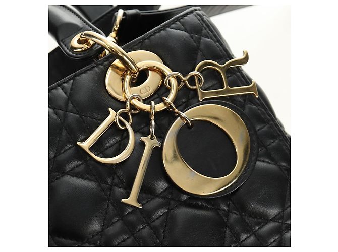 Borsa Christian Dior Lady Dior in pelle di agnello 2way Nera Oro Auth BA13408V Nero D'oro - vista 20