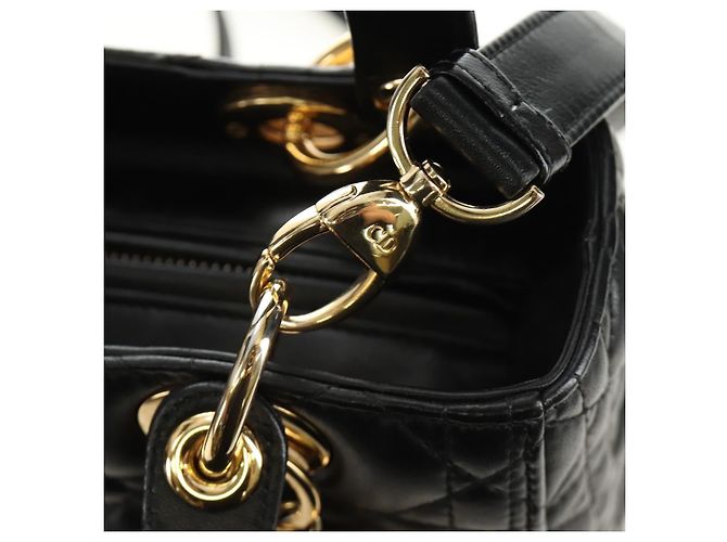 Borsa Christian Dior Lady Dior in pelle di agnello 2way Nera Oro Auth BA13408V Nero D'oro - vista 21
