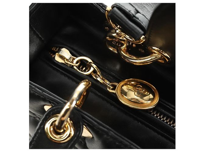 Borsa Christian Dior Lady Dior in pelle di agnello 2way Nera Oro Auth BA13408V Nero D'oro - vista 22
