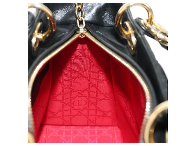 Borsa Christian Dior Lady Dior in pelle di agnello 2way Nera Oro Auth BA13408V Nero D'oro - vista 24