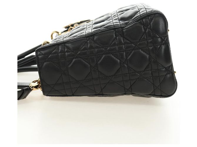 Borsa Christian Dior Lady Dior in pelle di agnello 2way Nera Oro Auth BA13408V Nero D'oro - vista 3