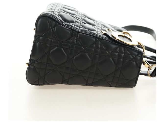 Borsa Christian Dior Lady Dior in pelle di agnello 2way Nera Oro Auth BA13408V Nero D'oro - vista 4