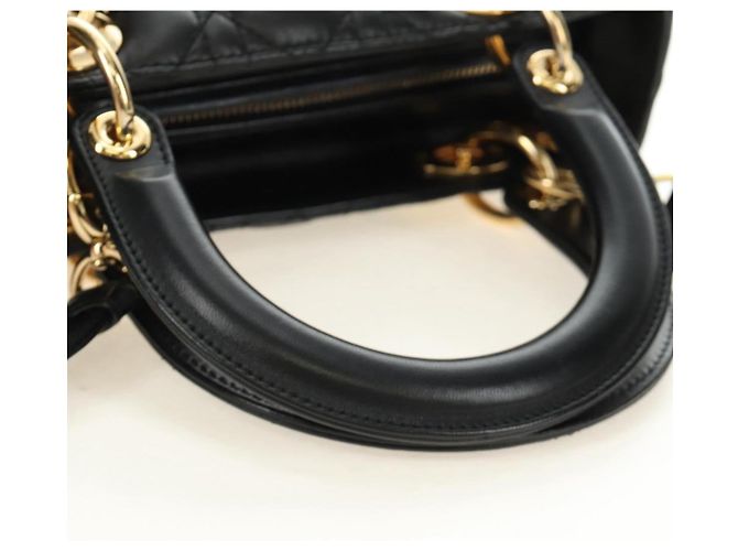 Borsa Christian Dior Lady Dior in pelle di agnello 2way Nera Oro Auth BA13408V Nero D'oro - vista 7