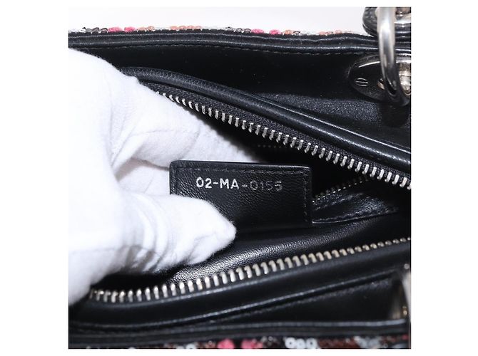 Borsa Tote Lady Dior Cannage Christian Dior paillettes 2way Rosa Argento Auth 184845SM - vista 11