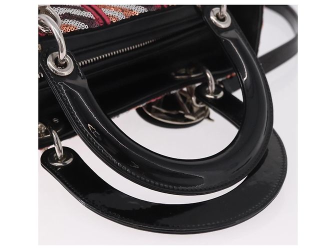 Borsa Tote Lady Dior Cannage Christian Dior paillettes 2way Rosa Argento Auth 184845SM - vista 7