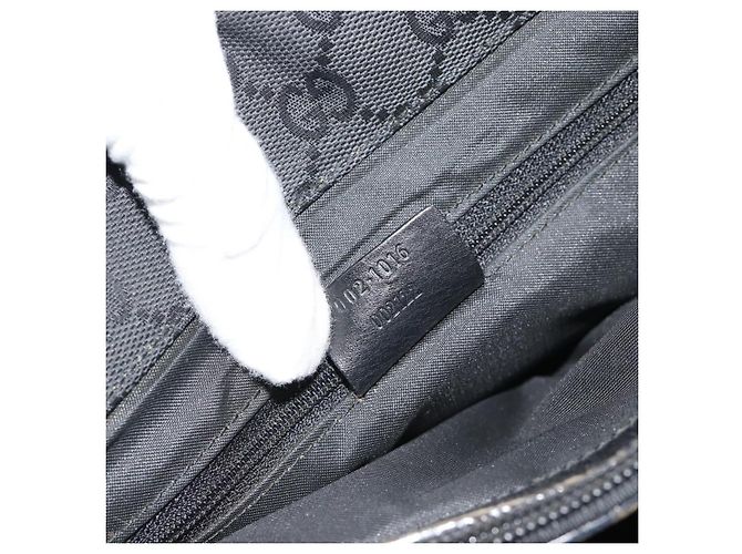 Borsa GUCCI GG Canvas Bamboo Nera Argento 002 1016 Auth ka4657 Nero - vista 12