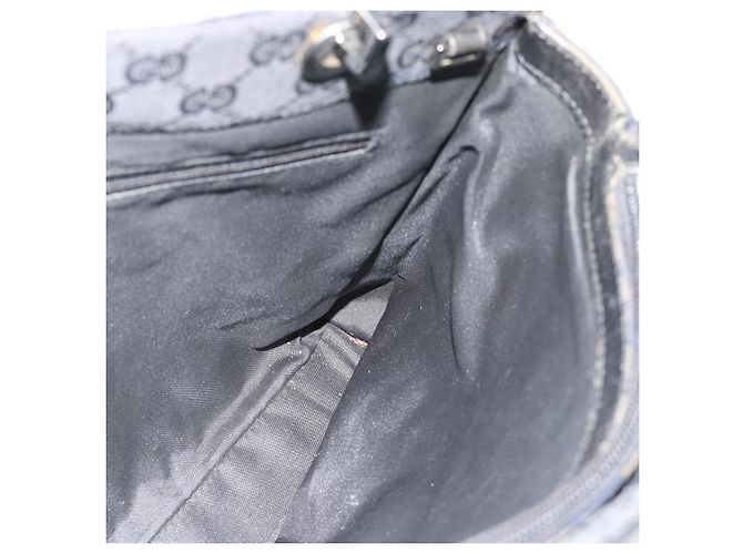 Borsa GUCCI GG Canvas Bamboo Nera Argento 002 1016 Auth ka4657 Nero - vista 17