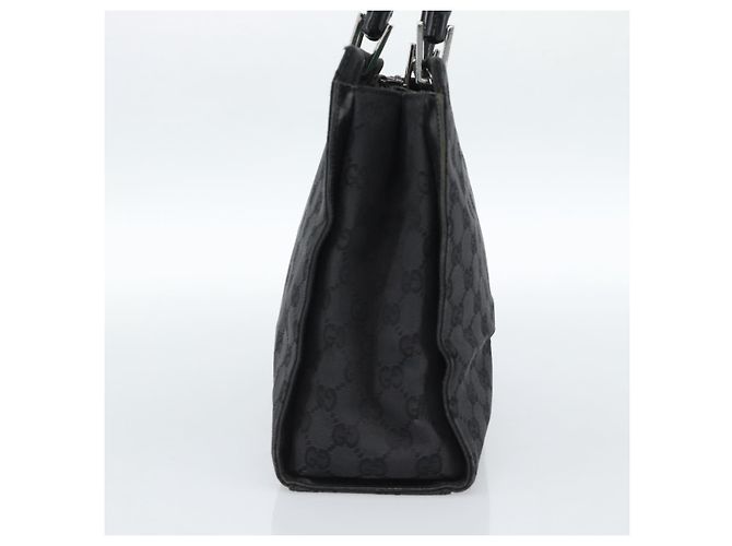 Borsa GUCCI GG Canvas Bamboo Nera Argento 002 1016 Auth ka4657 Nero - vista 4