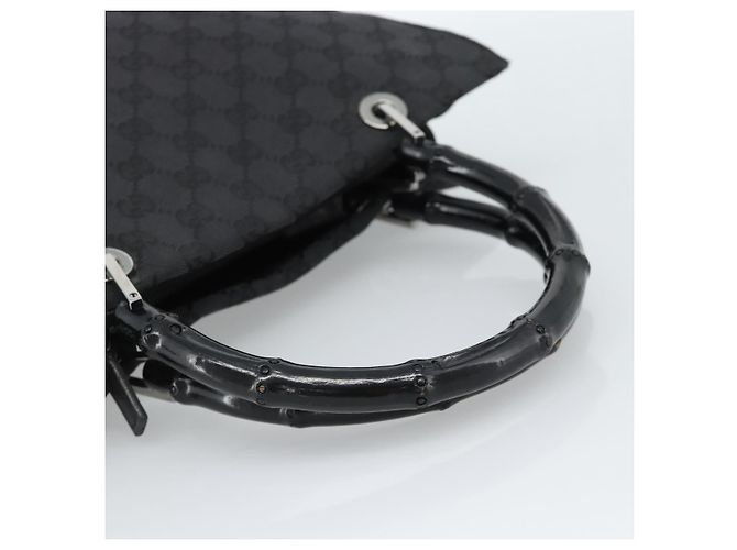 Borsa GUCCI GG Canvas Bamboo Nera Argento 002 1016 Auth ka4657 Nero - vista 7