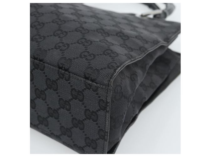 Borsa GUCCI GG Canvas Bamboo Nera Argento 002 1016 Auth ka4657 Nero - vista 9
