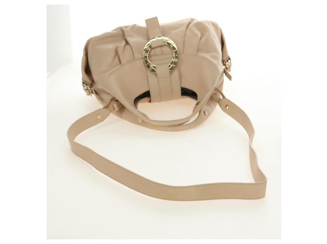 Bulgari Borsa BVLGARI Chandra in Pelle 2way Beige Gold Auth 184697A D'oro - vista 10