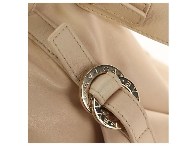 Bulgari Borsa BVLGARI Chandra in Pelle 2way Beige Gold Auth 184697A D'oro - vista 20