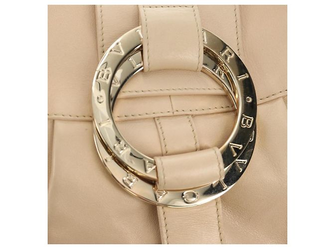 Bulgari Borsa BVLGARI Chandra in Pelle 2way Beige Gold Auth 184697A D'oro - vista 21