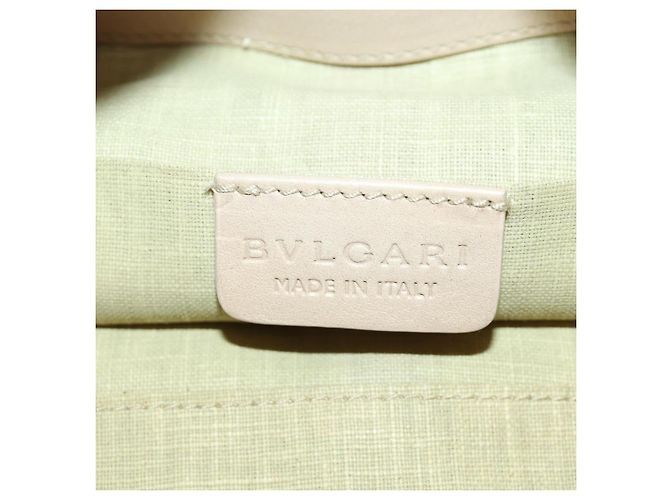 Bulgari Borsa BVLGARI Chandra in Pelle 2way Beige Gold Auth 184697A D'oro - vista 23