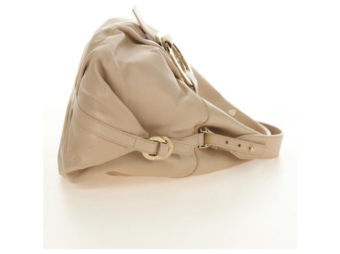 Bulgari Borsa BVLGARI Chandra in Pelle 2way Beige Gold Auth 184697A D'oro - vista 4
